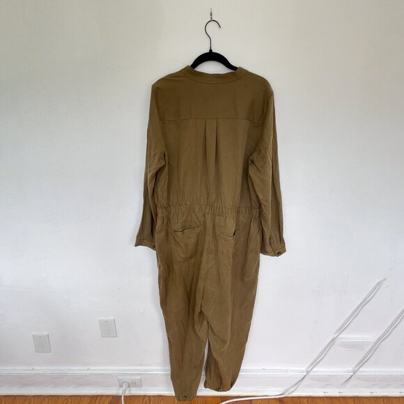 Banana Republic Olive Green Long Sleeve Jumpsuit Size 16 - Picture 3 of 3